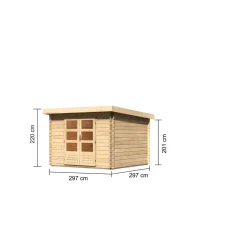 Karibu Blockbohlenhaus Emscher 5 297 x 297 cm naturbelassen