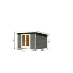 Karibu Blockbohlenhaus Radeburg 1 terragrau
