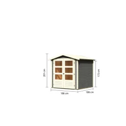 Karibu Blockbohlenhaus Rhein 2 186 x 186 cm terragrau
