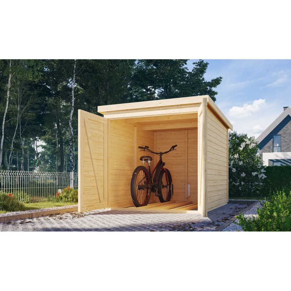 Karibu Fahrradgarage naturbelassen 163 x 217 cm