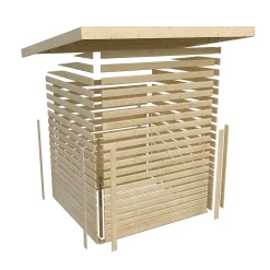 Karibu Gartenhaus Askola 4 terragrau mit Anbaudach 2.80m