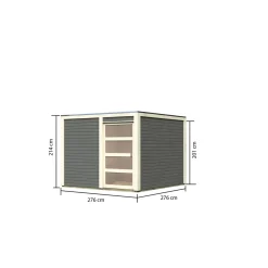 Karibu Gartenhaus Qubic 2 terragrau