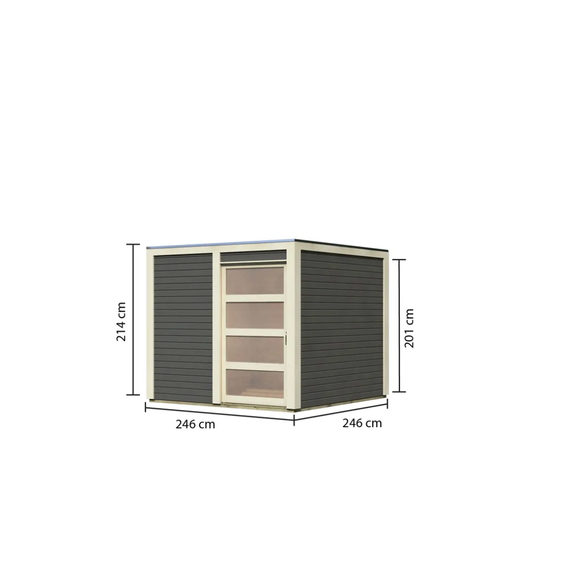Karibu Gartenhaus Qubic terragrau