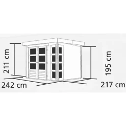 Karibu Gartenhaus-Set Kerko 3 mit Anbaudach 2,8 m mit Seiten- und Rückwand terragrau