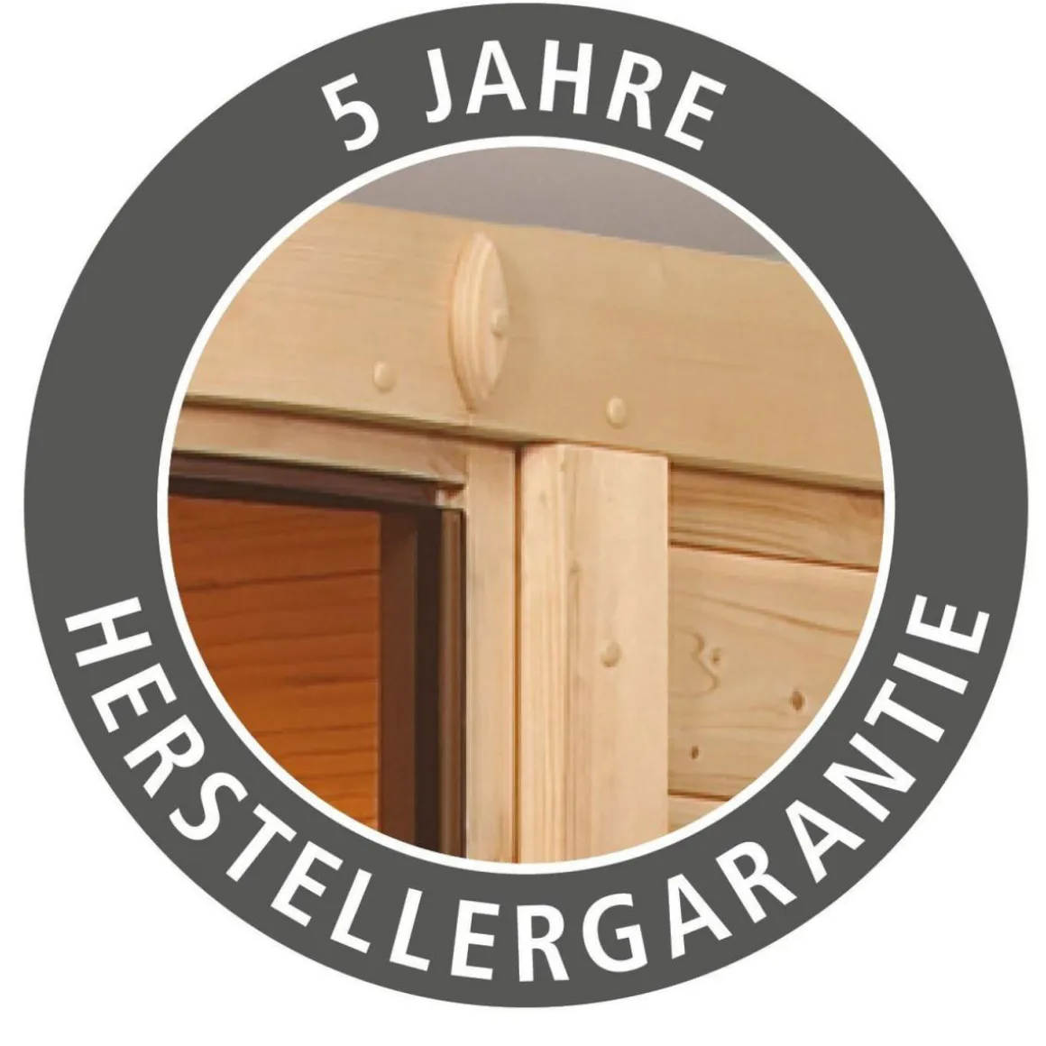 Karibu Saunahaus Hygge 38 mm 9 kW Ofen externe Strg Klarglas-Tür terragrau
