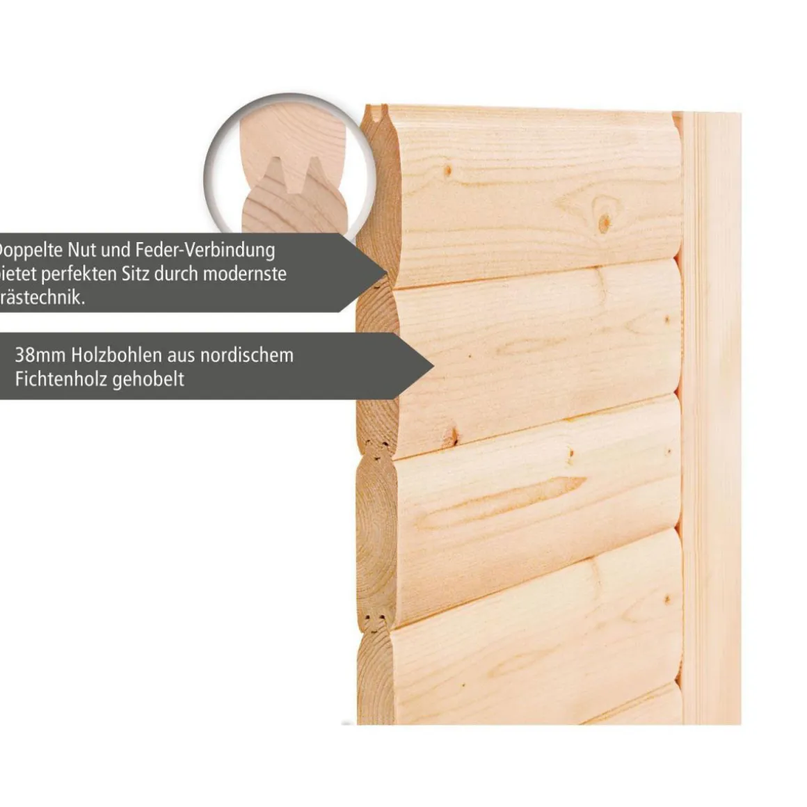Karibu Saunahaus Hygge 38 mm 9 kW Bio Ofen externe Strg Klarglas-Tür terragrau