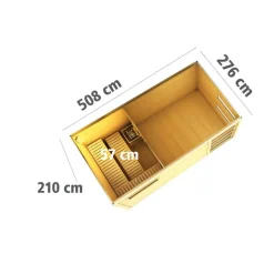 Karibu Saunahaus Hygge 38 mm 9 kW Bio Ofen externe Strg Klarglas-Tür terragrau
