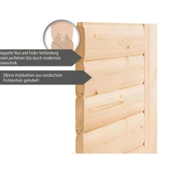 Karibu Saunahaus Skrollan 1 38 mm ohne Ofen moderne Tür