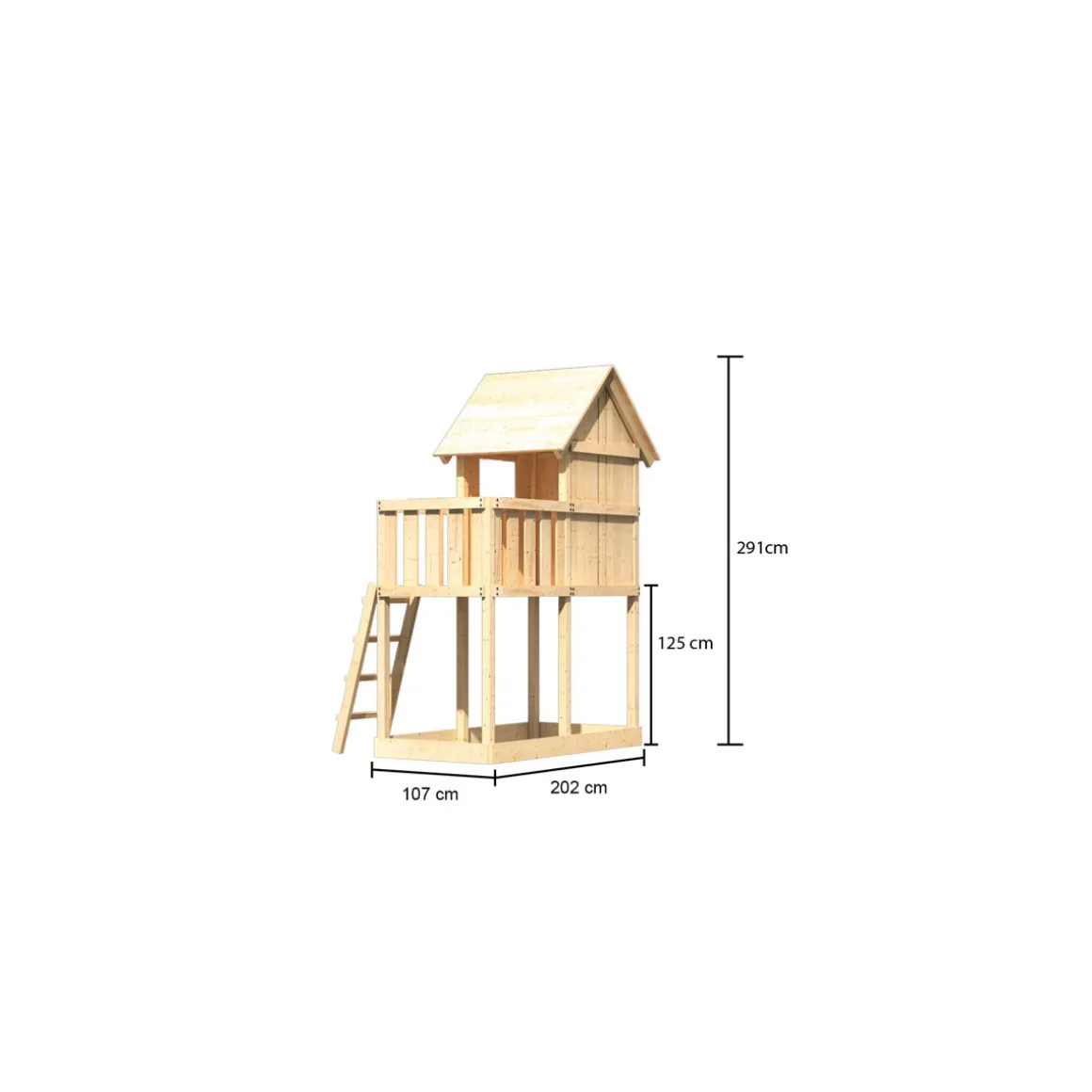 Karibu Spielturm Frieda naturbelassen mit Anbau inkl Sandkiste