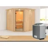Karibu Systemsauna Jarin 68 mm 9 kW Ofen integr Strg mit Dachkranz