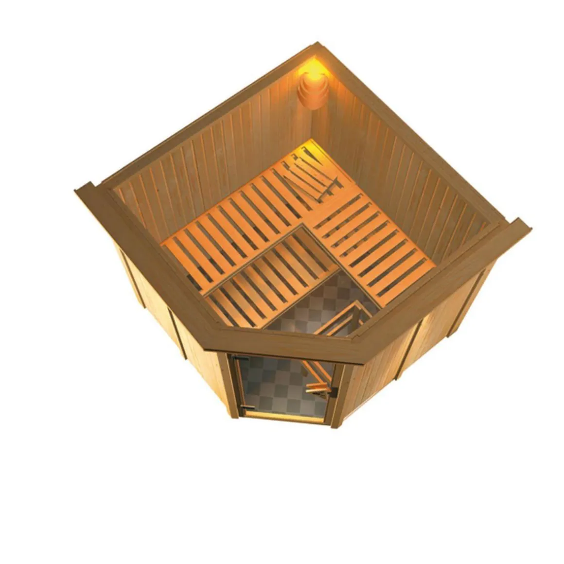 Karibu Systemsauna Jarin 68 mm 9 kW Ofen integr Strg mit Dachkranz