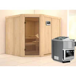 Karibu Systemsauna Malin 68 mm 9 kW Ofen Bio externe Strg ohne Dachkranz