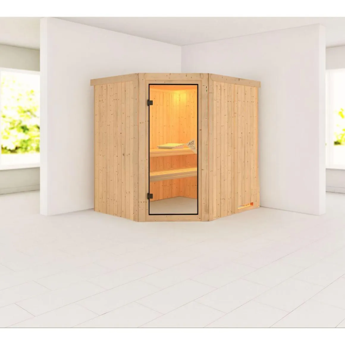 Karibu Systemsauna Siirin 68 mm ohne Ofen ohne Kranz