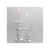 Kerzenhalter Keramik silber Spiegelglanz 9 x 13 cm