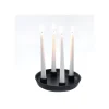 Kerzenschale mit 4 Haltern matt schwarz Porzellan Durchmesser 23 cm H 4 cm