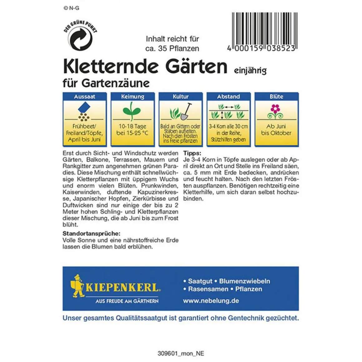 Kiepenkerl Kletternde Gärten Schlingpflanzen vieler Arten Profi-Line