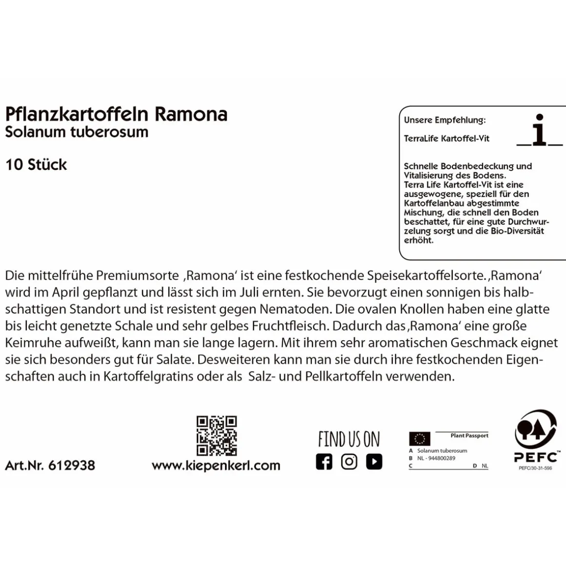 Kiepenkerl Pflanzkartoffeln Romana 10 Stück