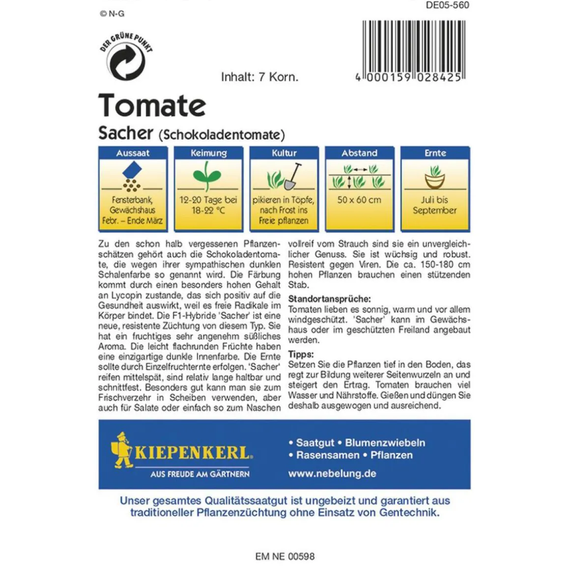 Kiepenkerl Schokoladen-Tomaten Sacher F1 Profi-Line
