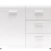 Kommode Adison Fronten in Hochglanz mit Rillenfräsung 96 x 86 x 40 cm weiß
