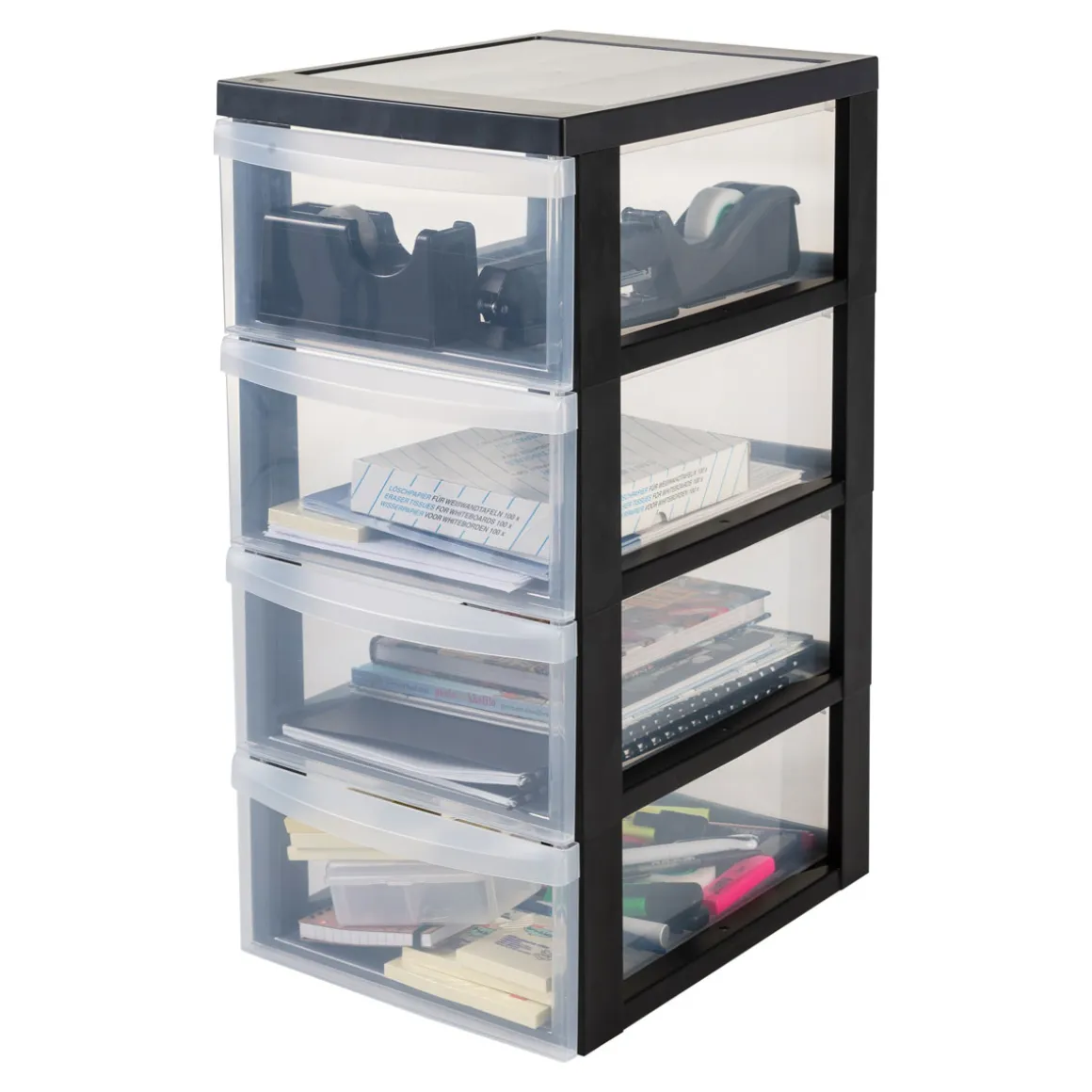 Kreher Rollcontainer mit 4 Schubladen und Rollen schwarz