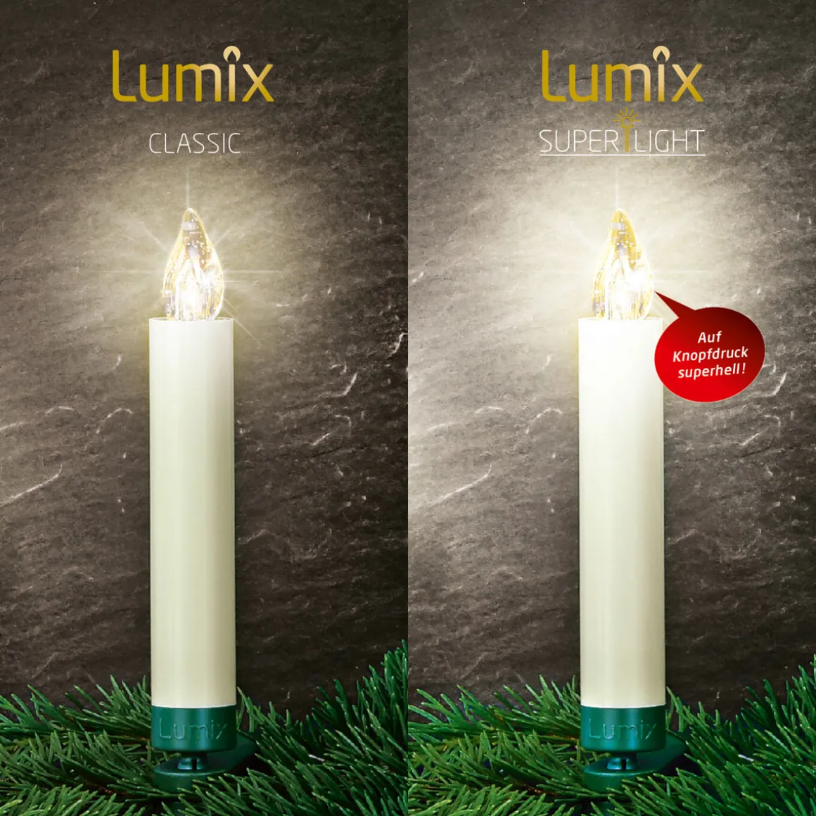 Krinner Christbaumkerzen LED Lumix Classic Mini Basis 12er Set