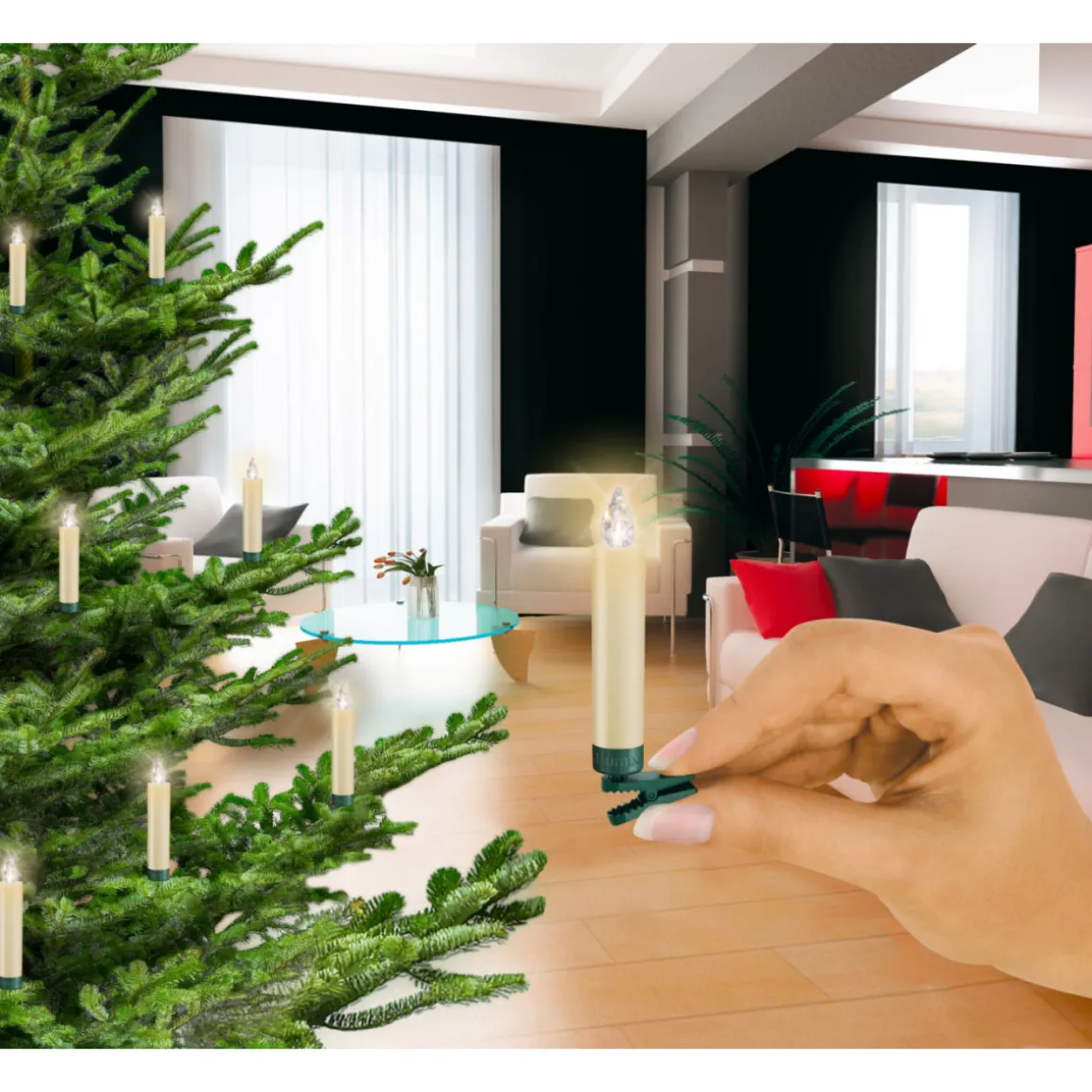 Krinner Christbaumkerzen LED Lumix Classic Mini Basis 12er Set