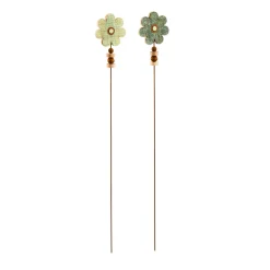 Kunstgewerbe Gehlmann Metallstecker Holzblume 2 Farben 18 x 5 x 141 cm