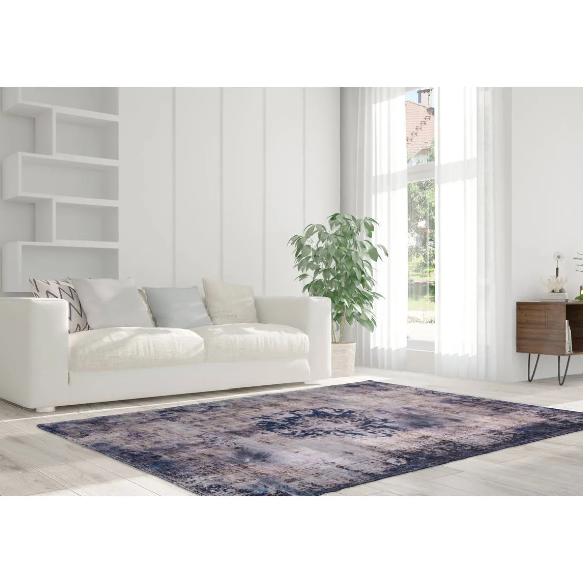 Kurzflorteppich Vintage 8403 blau