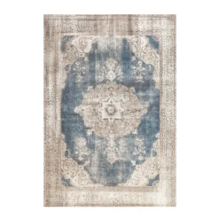 Kurzflorteppich Vintage 8400 creme/blau
