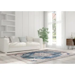 Kurzflorteppich Vintage 8400 creme/blau