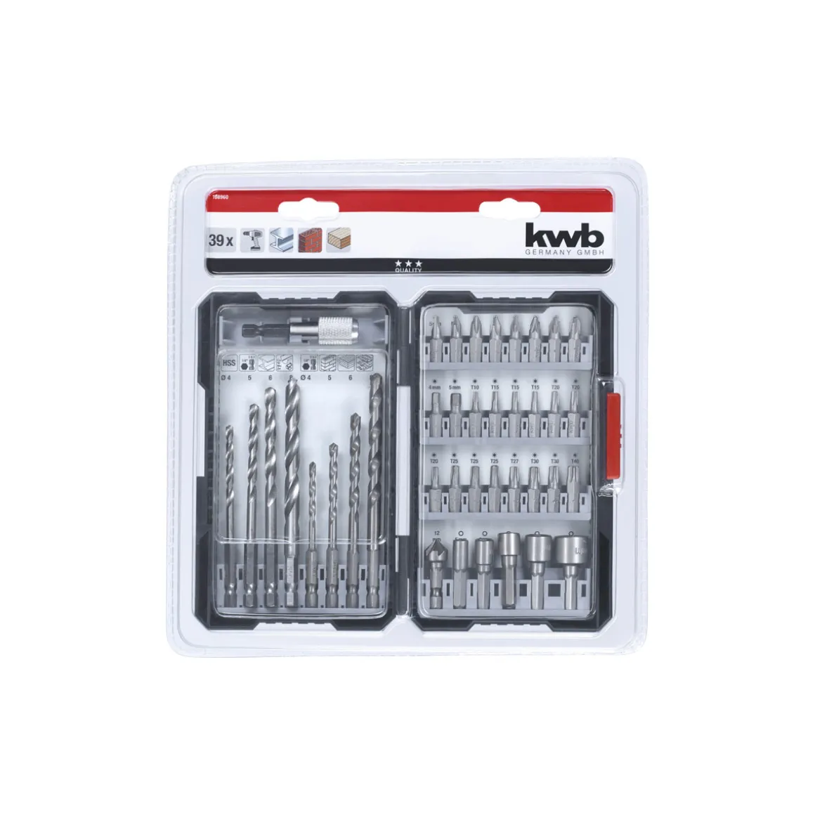 kwb Bit-Bohrerbox 39 teilig inklusive L-Box