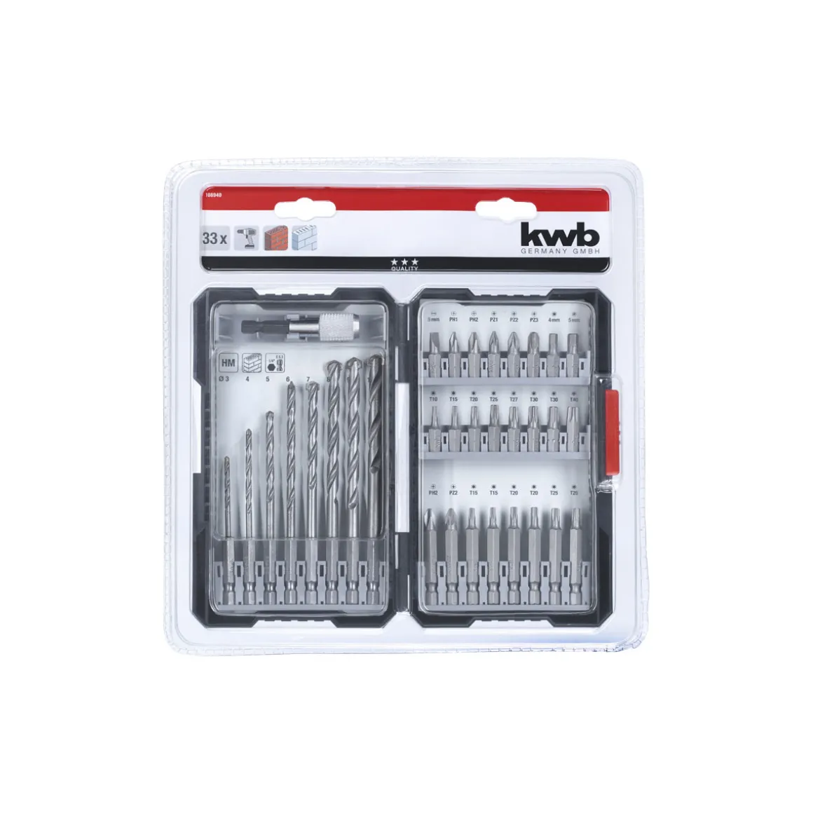 kwb Bit-Bohrerbox 33 teilig inklusive L-Box
