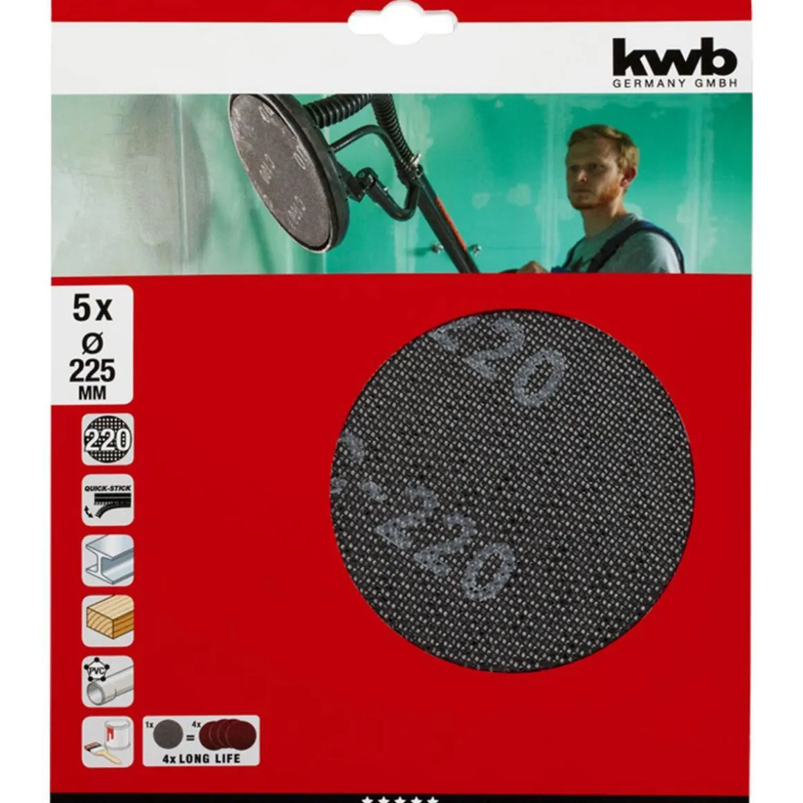 kwb Gitterleinen für Langhalsschleifer Durchmesser 225 mm K220