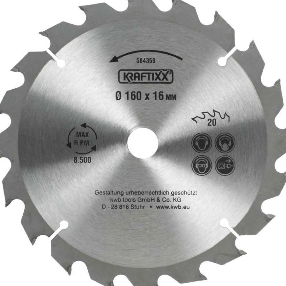 kwb Spanplattensägeblatt für Handkreissäge Durchmesser 160x16 mm