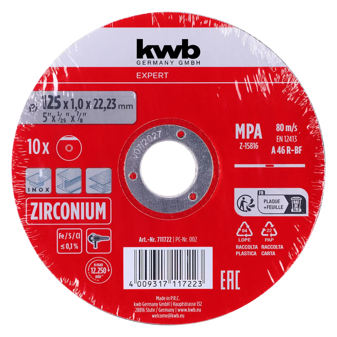 kwb Expert Inox-Gewebetrennscheiben-Set für Metall gerade, extradünn 10-tlg. Ø 125 x 1 mm