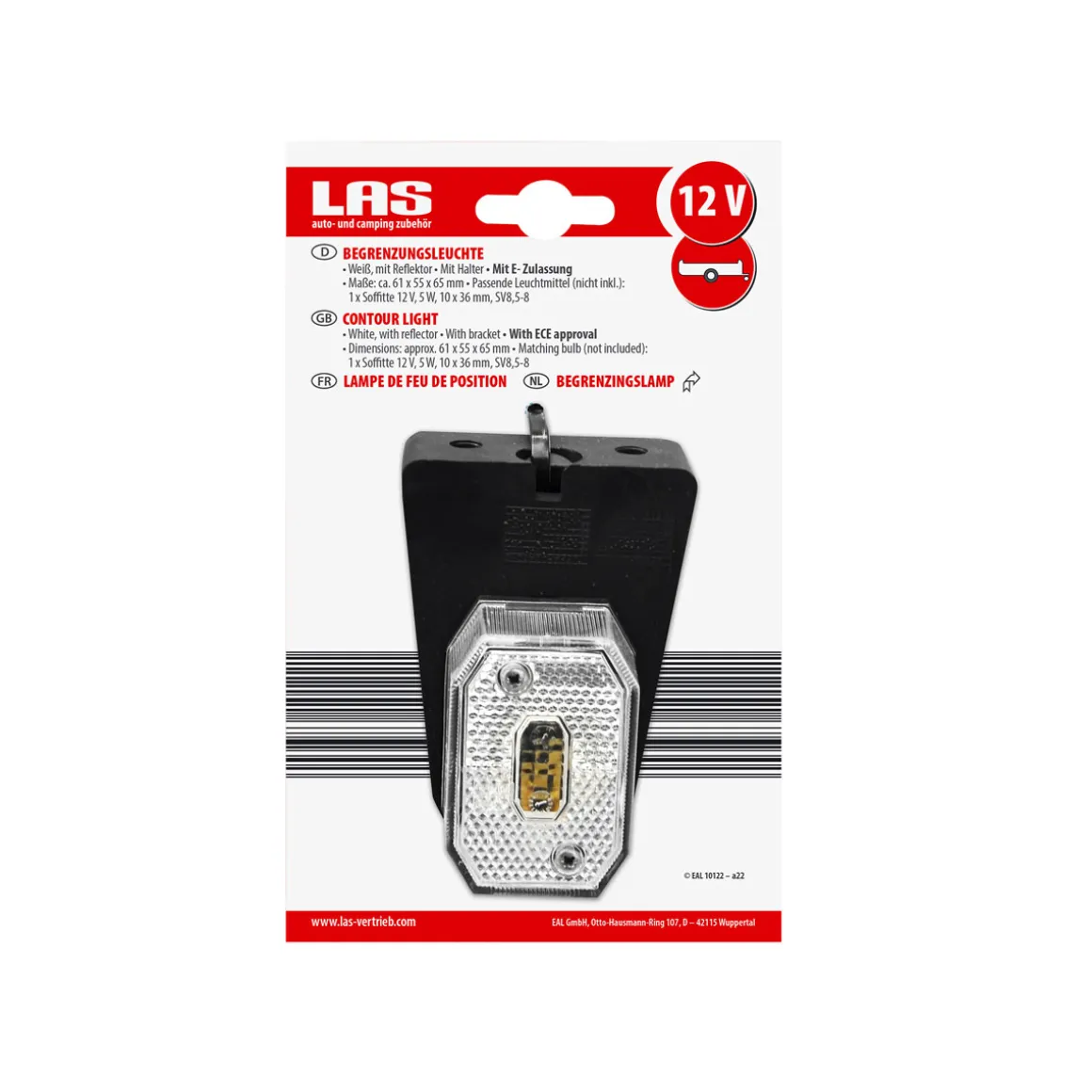 LAS 10122 Begrenzungsleuchte weiß mit Halter