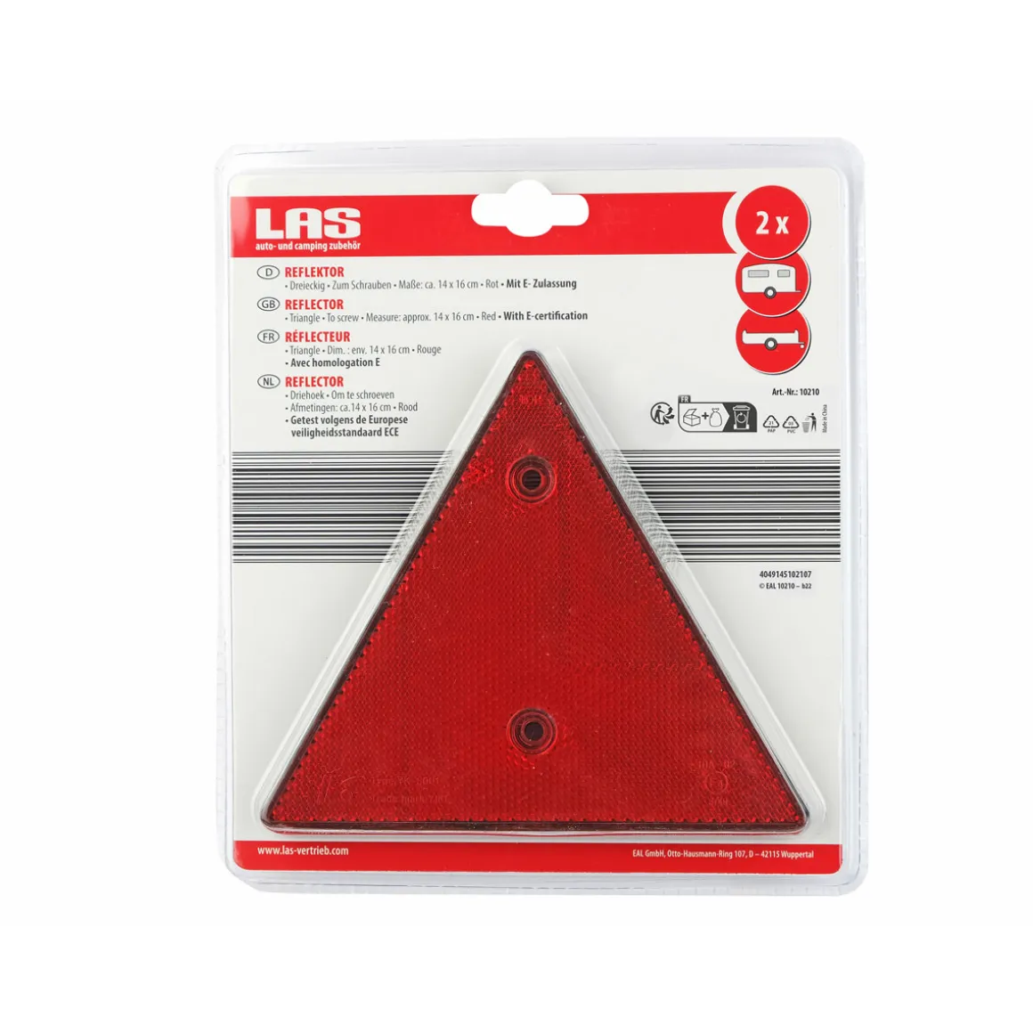 LAS 10210 Dreieck Reflektor 2 Stk rot