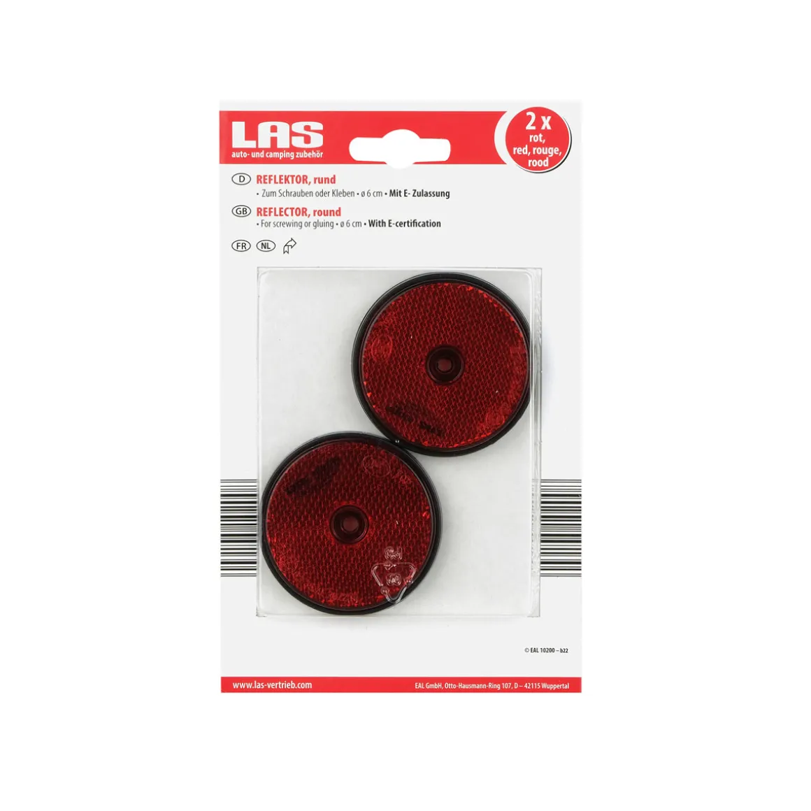 LAS 10200 Reflektor 2 Stk rot 60 mm rund