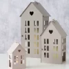 Laterne Alamo Haus 17 x 14 x 35 cm beige hellbraun Metall