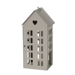 Laterne Alamo Haus 17 x 14 x 35 cm beige hellbraun Metall