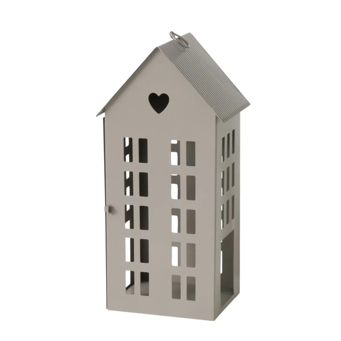 Laterne Alamo Haus 17 x 14 x 35 cm beige hellbraun Metall
