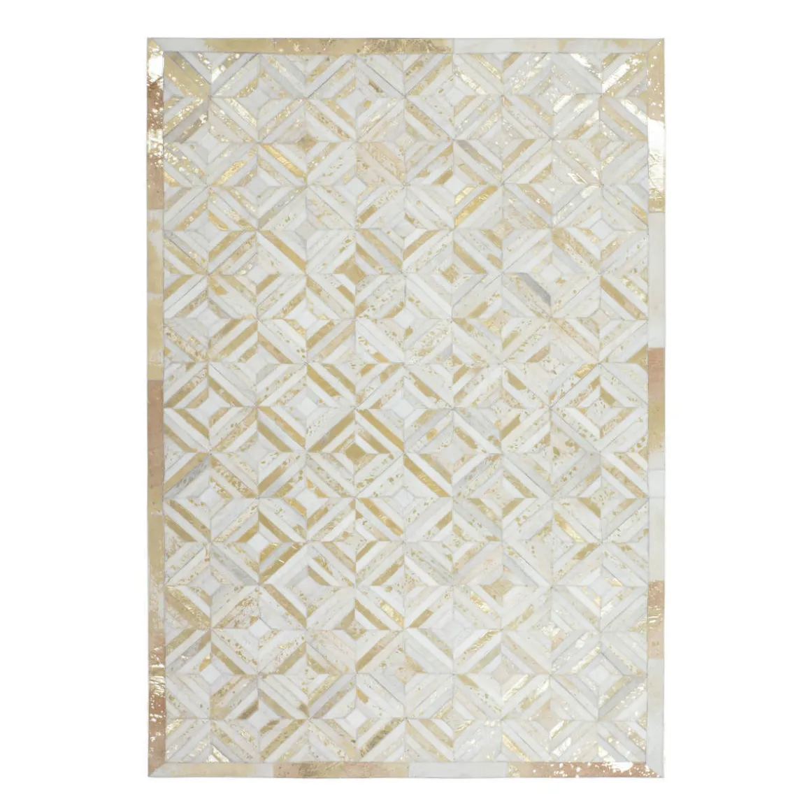 Lederteppich „Spark 410“, elfenbein/gold