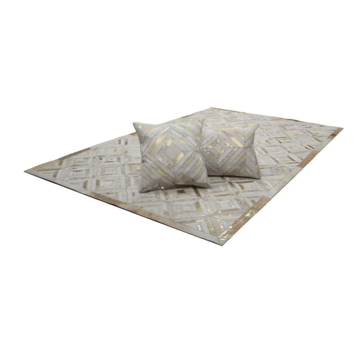 Lederteppich „Spark 410“, elfenbein/gold