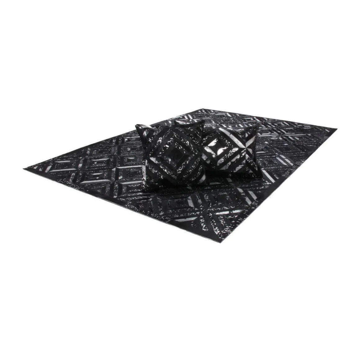 Lederteppich Spark 410 schwarz/silber
