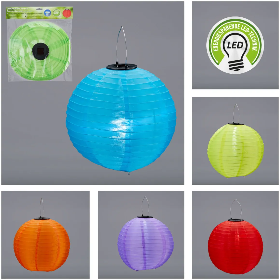 LED-Solar-Lampion Outdoor bunt