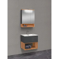 LED-Spiegelschrank Nelle anthrazit Eiche Country 60 cm