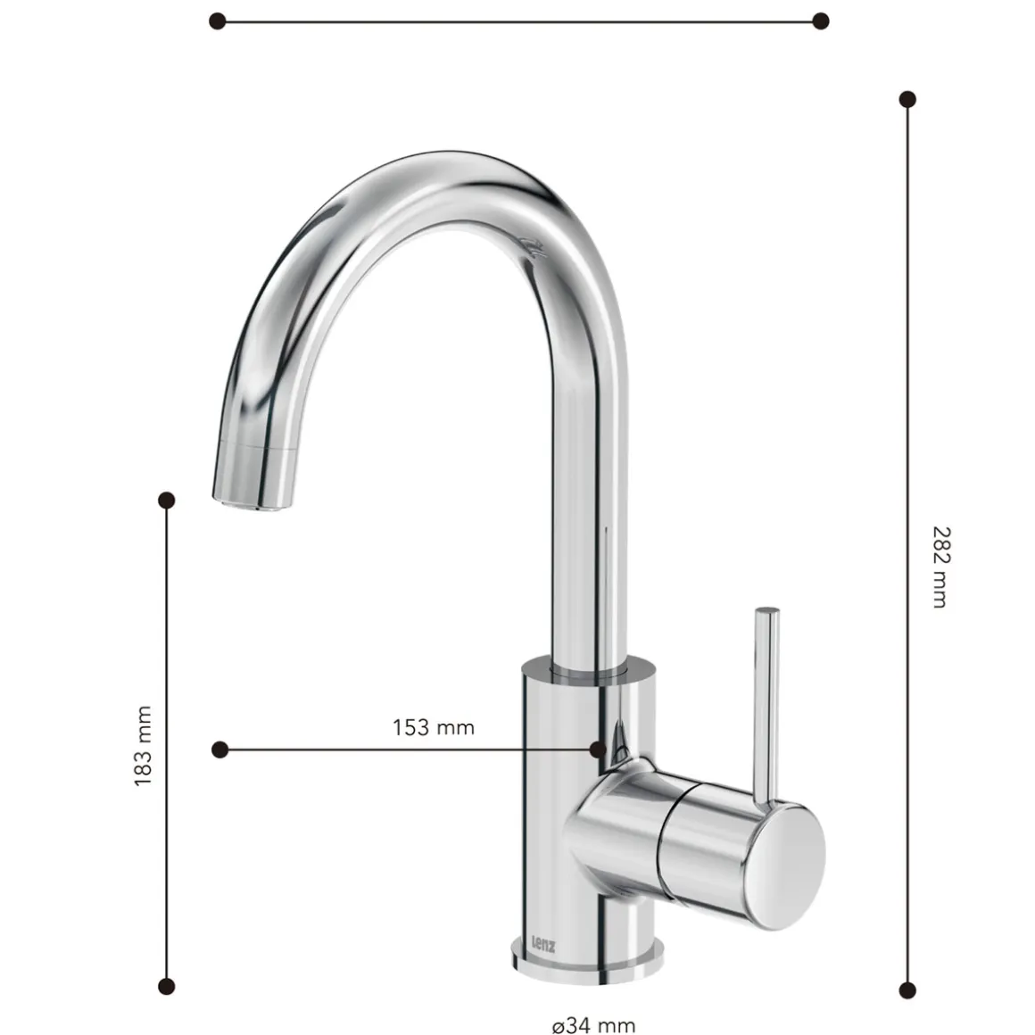Lenz Waschtischarmatur BOW² chrom