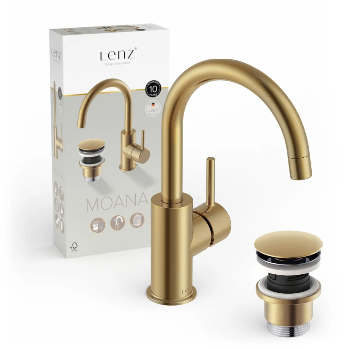 LENZ Waschtischarmatur Moana Easy-Clean Gold
