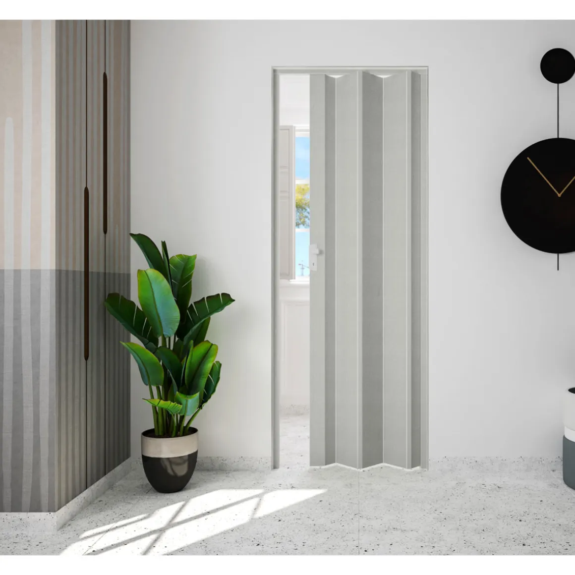 Marley Rapido Falttür, Textil grau 83 x 204 cm
