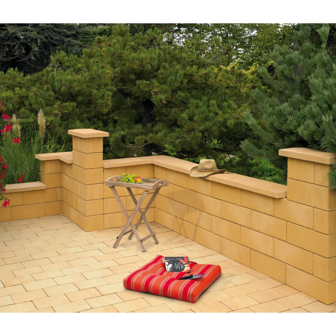 Mauerabdeckung gelbsand 48x27x4-4,5 cm